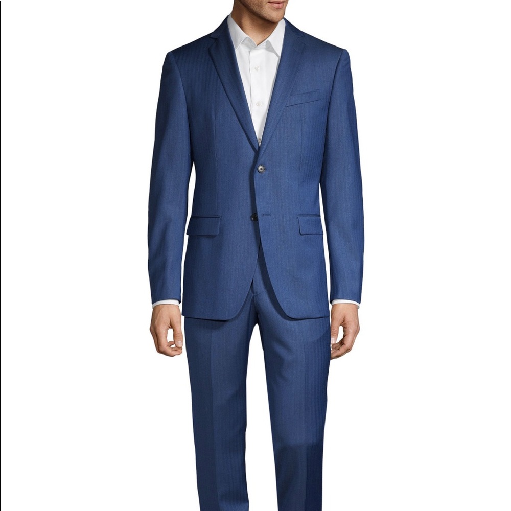 John Varvatos Blue Slim-Fit Wool Suit Tall 42 NWT